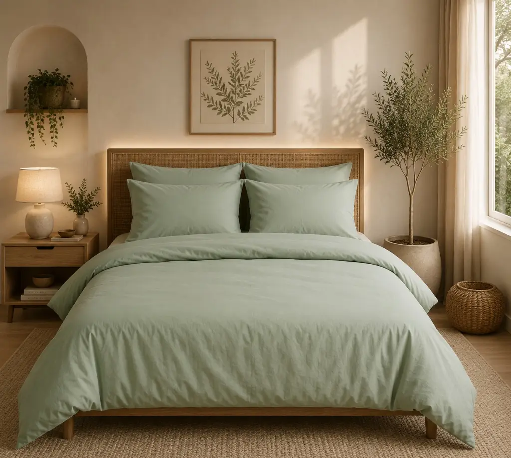Σετ παπλωματοθήκη Σχ. Rainbow μονόχρωμη poly/cotton 144 κλωστών Olive 160x240cm