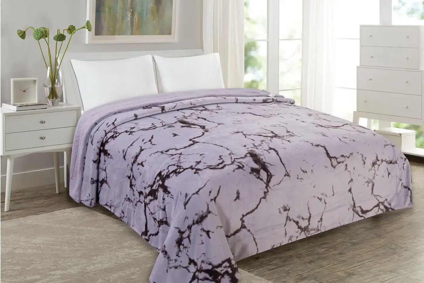 ΚΟΥΒΕΡΤΑ SHERPA 220x240εκ. MARBLE GREY