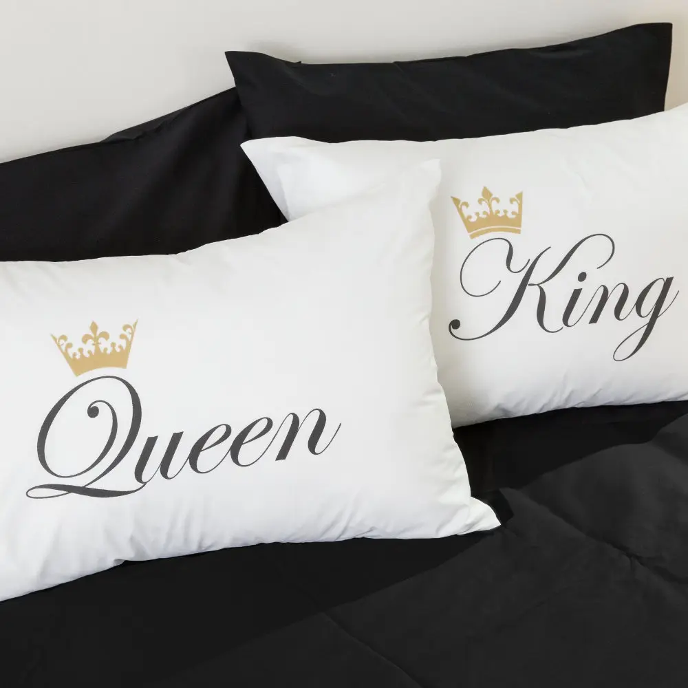 Ζεύγος Μαξιλαροθήκες Queen&King Λευκό (2) 50 x 70 cm