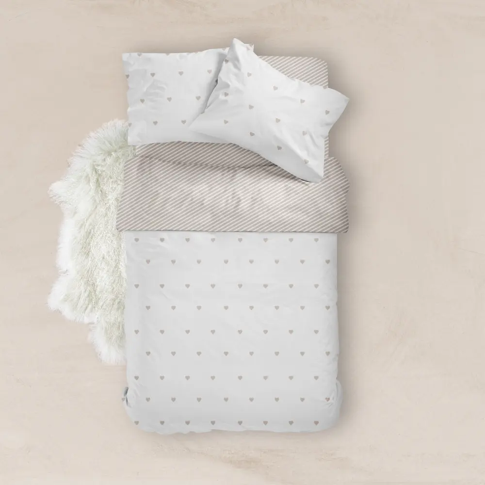 Σεντόνι Mix & Match Hearts Μονό Μπεζ 160 x 240 cm