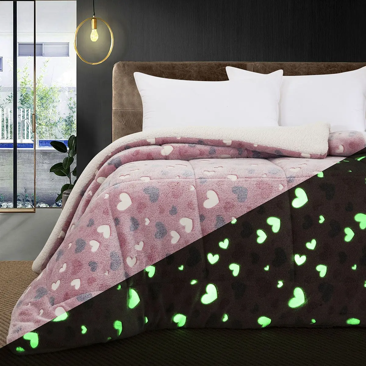 Beauty Home Κουβερτοπάπλωμα μονό φωσφοριζέ Glow Art 6153 160x220 Ροζ      