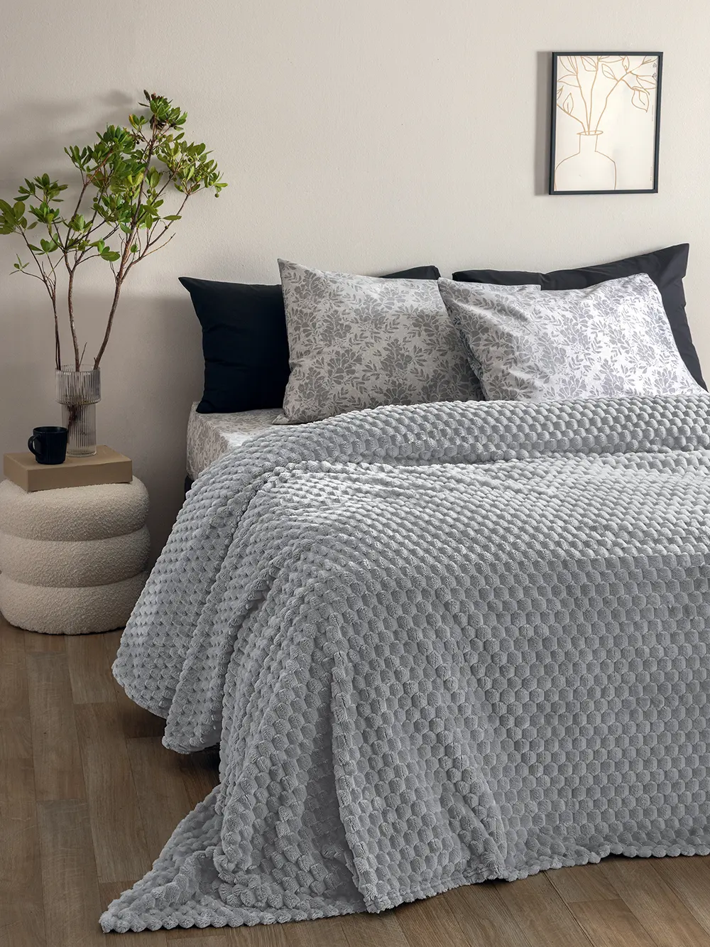 Κουβέρτα Fleece 220x240 ASTER COAL Γκρι