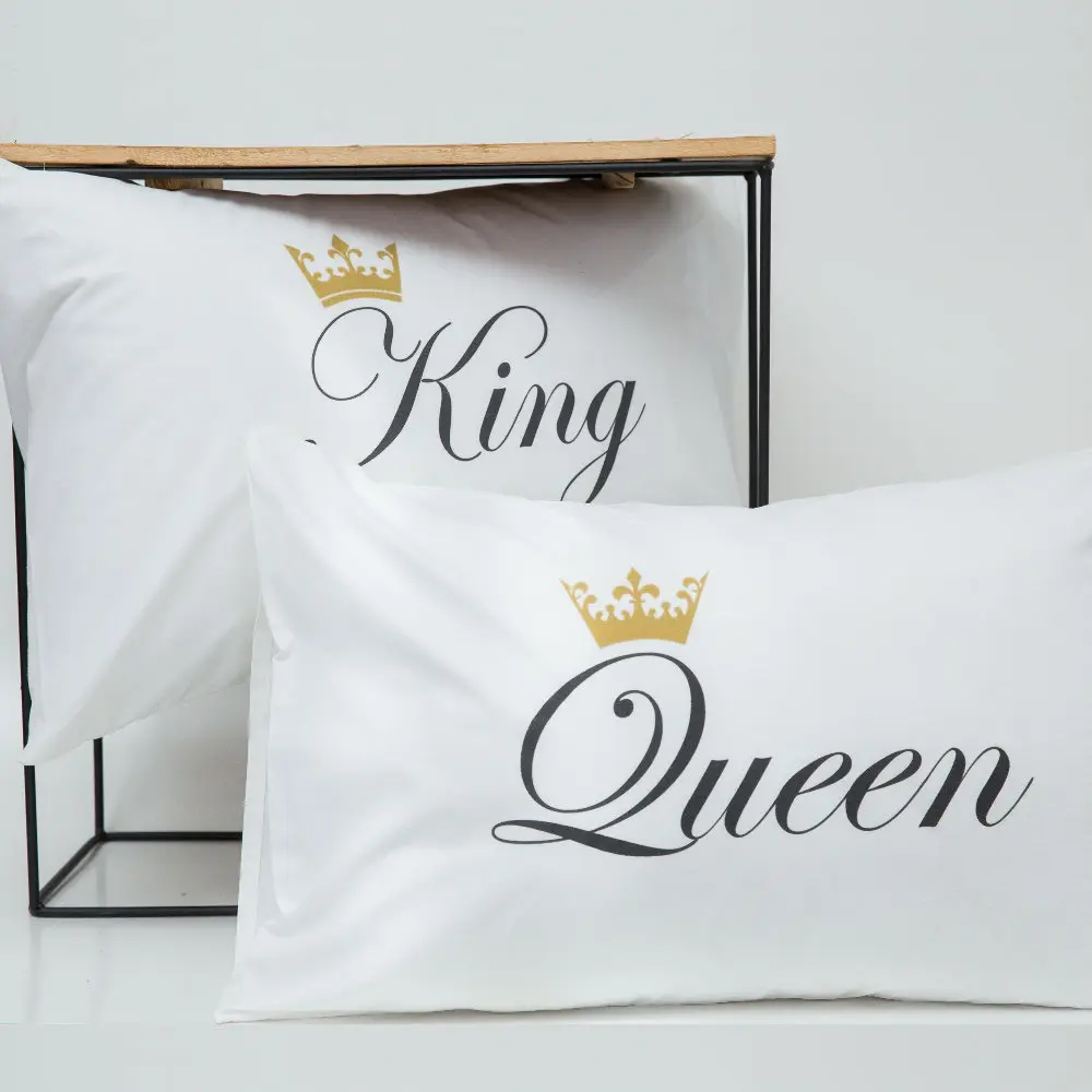Ζεύγος Μαξιλαροθήκες Queen&King Λευκό (2) 50 x 70 cm
