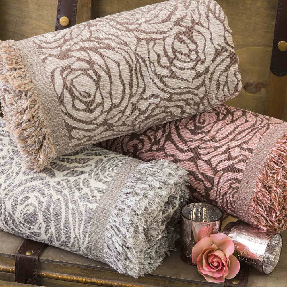 Ριχτάρι Σενίλ Τετραθέσιο Roses Ροζέ 180 x 350 cm