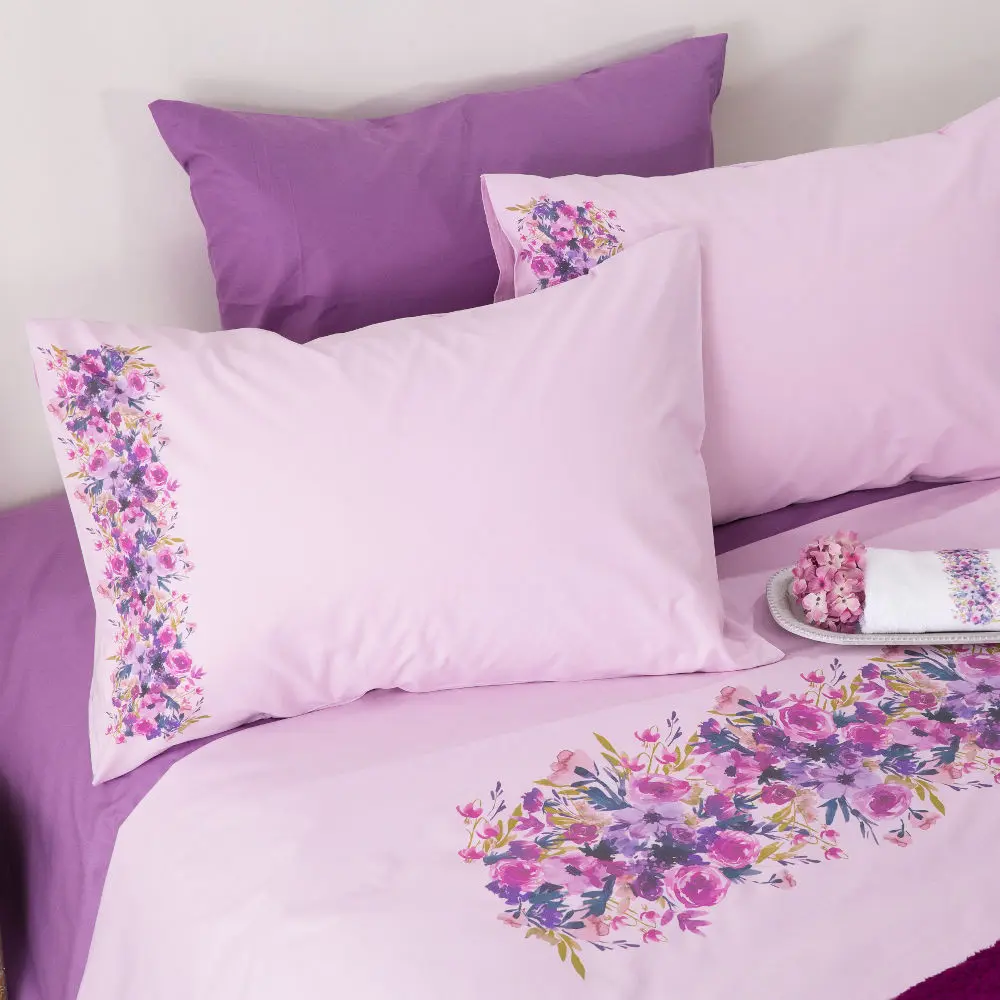 Σεντόνι Digital Print Σετ Παιώνια Υπέρδιπλο Λιλά 220 x 240 cm + (2) 50 x 70 cm