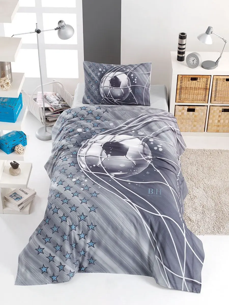 Beauty Home Σετ σεντόνια μονά Soccer Art 6117  165x240 Γκρι      