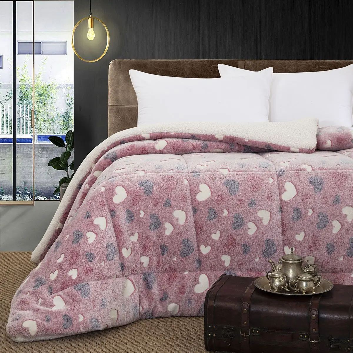 Beauty Home Κουβερτοπάπλωμα μονό φωσφοριζέ Glow Art 6153 160x220 Ροζ      