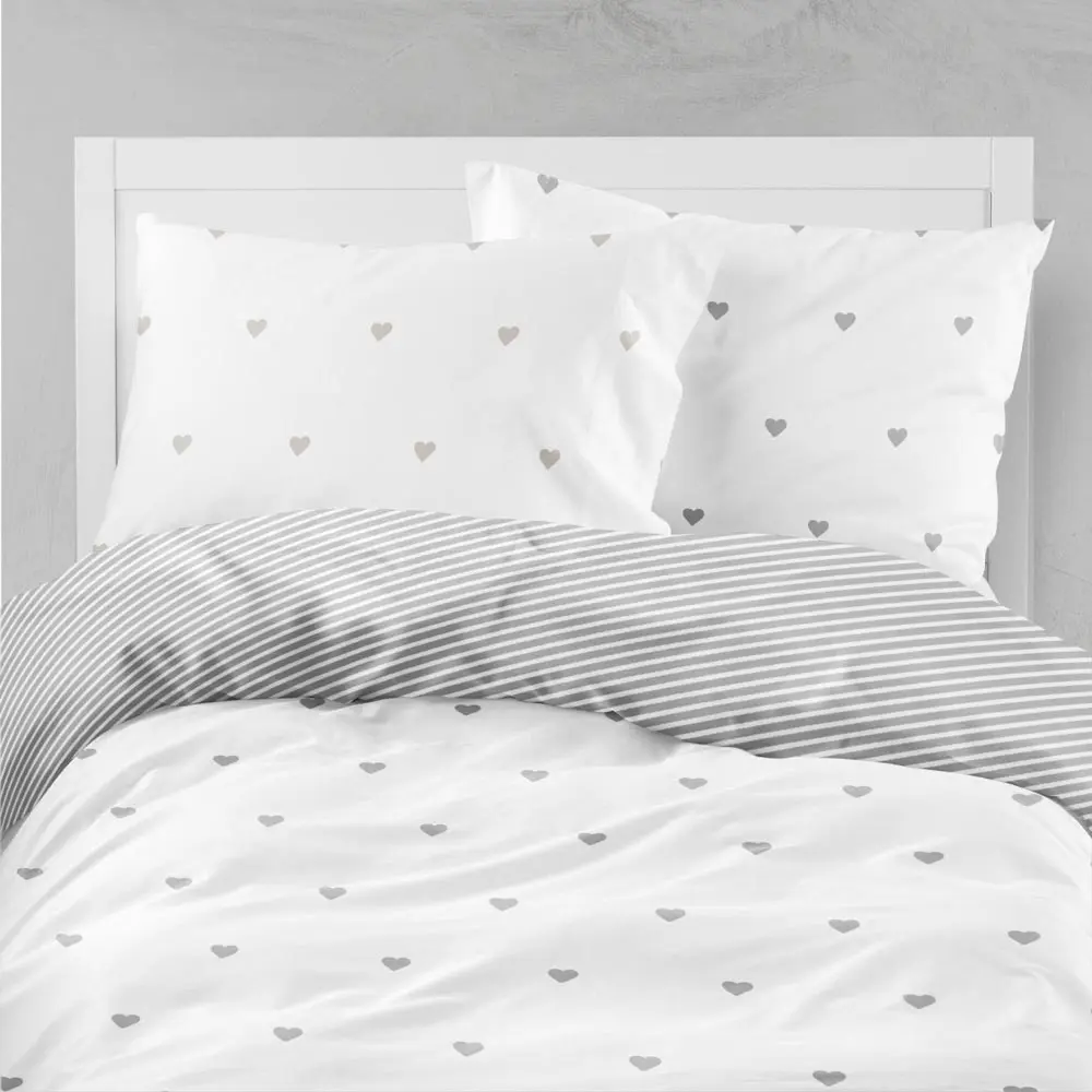 Ζεύγος Μαξιλαροθήκες Mix & Match Hearts Γκρι (2) 50 x 70 cm