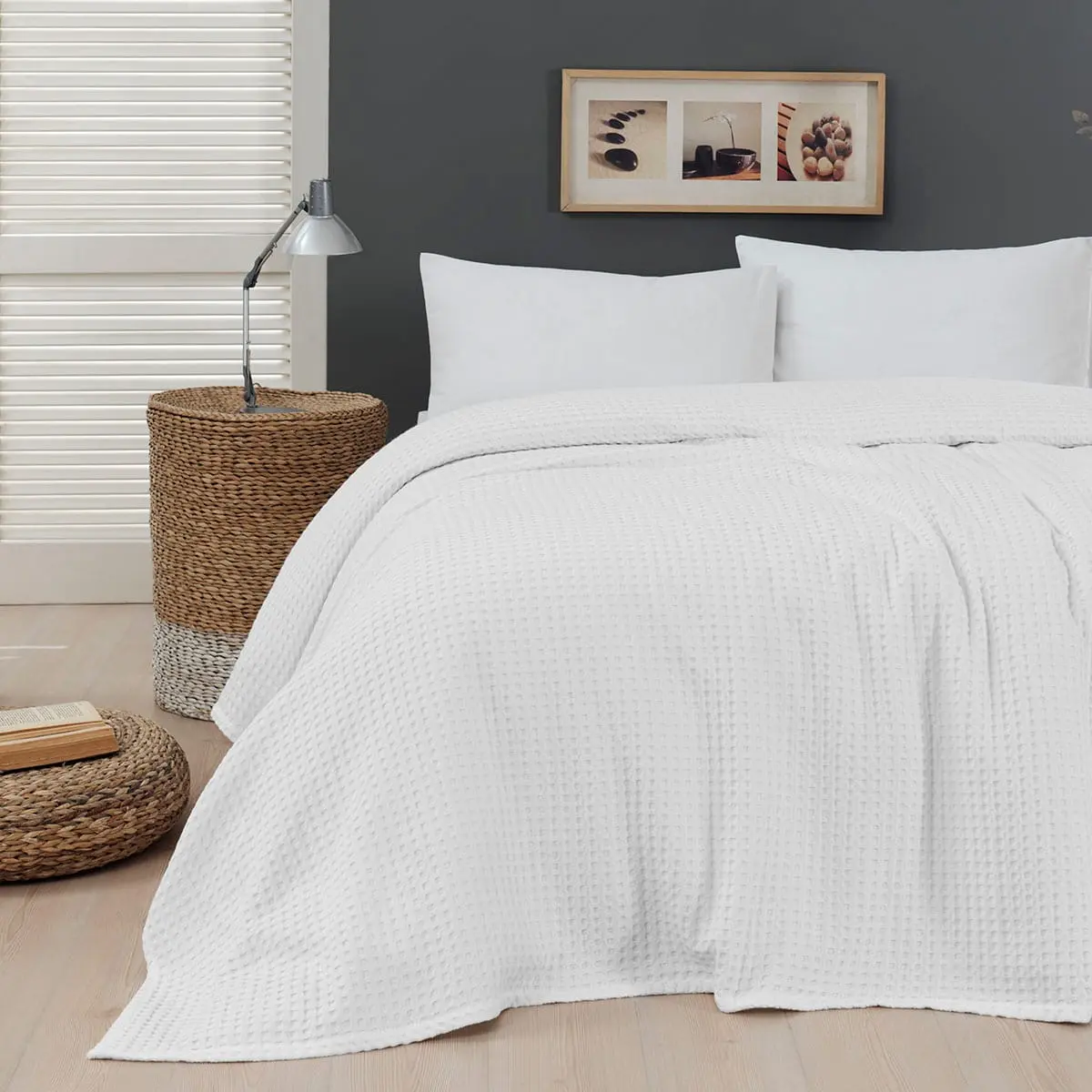 Beauty Home Πικέ μονή waffle Art 1990 White 170x240 Λευκό      