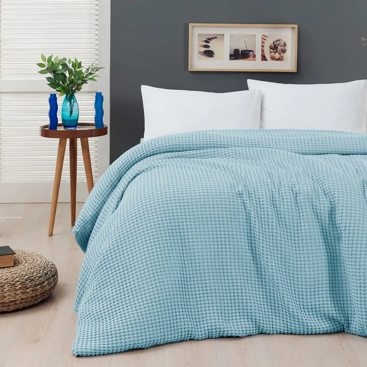 Beauty Home Πικέ μονή waffle Art 1990 L. Blue 170x240 Γαλάζιο      